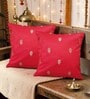 Red Silk blend Banarasi Chanderi Zari 16x16 inches Cushion Covers (Set of 2)