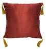 Red Traditional Silk Blend 16 x 16 Inches Cushion Covers (Set of 2)