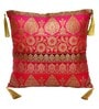 Red Traditional Silk Blend 16 x 16 Inches Cushion Covers (Set of 2)