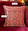 Red Silk blend Woven Brocade 16x16 inches Cushion Covers (Set of 2)