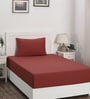 Red Solid 200 TC Cotton Single Bedsheet With 1 Pillow Cover