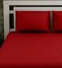 Red Solid 280 TC Cotton King Sized Bed Sheets with 2 Pillow Covers