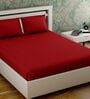 Red Solid 280 TC Cotton King Sized Bed Sheets with 2 Pillow Covers