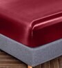 Red Solid 400 TC Satin Queen Fitted Bedsheet with 2 Satin Pillow covers
