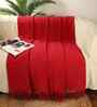 Red Solid Chenille Cotton 82x62 Inches Throw
