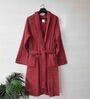 Red Solid Cotton Unisex Bath Robe (L)