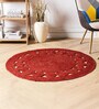 Red Solid Jute 3 Ft X 3 Ft Hand Woven Dhurrie