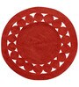 Red Solid Jute 3 Ft X 3 Ft Hand Woven Dhurrie
