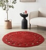 Red Solid Jute 3 Ft X 3 Ft Hand Woven Dhurrie
