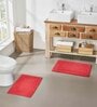 Red Solid MicroFibre 14x10 Inches Antiskid Bath Mats