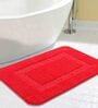 Red Solid Microfibre 28x18 Inches AntiSkid Bath Mat (Set of 2)