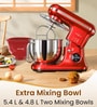 Red Stand Mixer with Stainless Steel & Plastic Bowls
