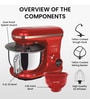 Red Stand Mixer with Stainless Steel & Plastic Bowls