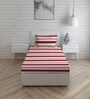 Red Striped 225 TC Cotton Single Bed Sized Bed Sheets With 1 Pillow Cover
