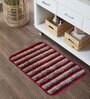 Red Striped Microfiber 14x20 Inches AntiSkid Bath Mat