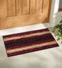 Red and Brown Striped Polyester Blend 21x13 Inches Antiskid Bath Mat (2Pcs)