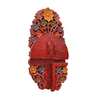 Red Handpainted And Carved Wooden Pooja Shelf