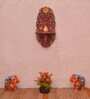 Red Handpainted And Carved Wooden Pooja Shelf