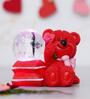 Red Teddy Bear & Couple Snow Globe With Light Showpiece