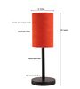 Red Texture Cylinder Fabric Shade Table Lamp, Minimalist Bedside Lamp with Metal Base for Bedroom, Living Room & Study