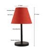 Red Texture Fabric Shade Table Lamp, Minimalist Bedside Lamp with Metal Base for Bedroom, Living Room & Study