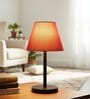 Red Texture Fabric Shade Table Lamp, Minimalist Bedside Lamp with Metal Base for Bedroom, Living Room & Study
