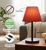 Red Texture Fabric Shade Table Lamp, Minimalist Bedside Lamp with Metal Base for Bedroom, Living Room & Study