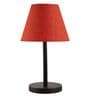 Red Texture Fabric Shade Table Lamp, Minimalist Bedside Lamp with Metal Base for Bedroom, Living Room & Study