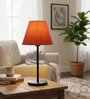 Red Texture Fabric Shade Table Lamp, Modern Bedside & Desk Lamp with Metal Base for Bedroom, Living Room & Home Decor
