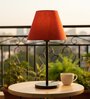 Red Texture Fabric Shade Table Lamp, Modern Bedside & Desk Lamp with Metal Base for Bedroom, Living Room & Home Decor