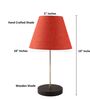 Red Texture Fabric Shade with Modern Silver & Black Table Lamp for Bedroom & Living Room
