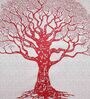 Red Abstract 120 TC 100% Cotton Queen Bedsheet With 2 Pillow Covers