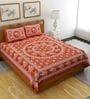 Red Traditional 120 TC 100% Cotton Queen Bedsheet With 2 Pillow Covers