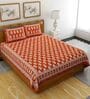 Red Traditional 120 TC 100% Cotton Queen Bedsheet With 2 Pillow Covers