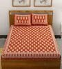 Red Traditional 120 TC 100% Cotton Queen Bedsheet With 2 Pillow Covers
