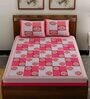 Red Traditional 120 TC 100% Cotton Queen Bedsheet With 2 Pillow Covers