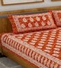 Red Traditional 120 TC 100% Cotton Queen Bedsheet With 2 Pillow Covers