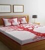 Red Abstract 120 TC 100% Cotton Queen Bedsheet With 2 Pillow Covers