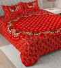 Red Traditional 180 TC Cotton  King Sized Bedsheet with 2 Pillow Covers