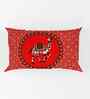 Red Traditional 180 TC Cotton  King Sized Bedsheet with 2 Pillow Covers
