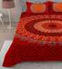 Red Traditional 180 TC Cotton  King Sized Bedsheet with 2 Pillow Covers