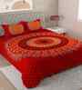 Red Traditional 180 TC Cotton  King Sized Bedsheet with 2 Pillow Covers