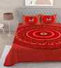 Red Traditional 180 TC Cotton  King Sized Bedsheet with 2 Pillow Covers