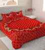 Red Traditional 180 TC Cotton  King Sized Bedsheet with 2 Pillow Covers