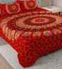 Red Traditional 180 TC Cotton  King Sized Bedsheet with 2 Pillow Covers