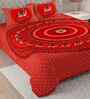 Red Traditional 180 TC Cotton  King Sized Bedsheet with 2 Pillow Covers