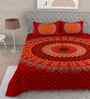 Red Traditional 180 TC Cotton  King Sized Bedsheet with 2 Pillow Covers