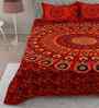 Red Traditional 180 TC Cotton  King Sized Bedsheet with 2 Pillow Covers