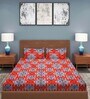 Red Ethnic Motif 186 TC Cotton Double Sized Bedsheet With 2 Pillow Covers