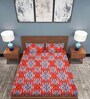Red Ethnic Motif 186 TC Cotton Double Sized Bedsheet With 2 Pillow Covers